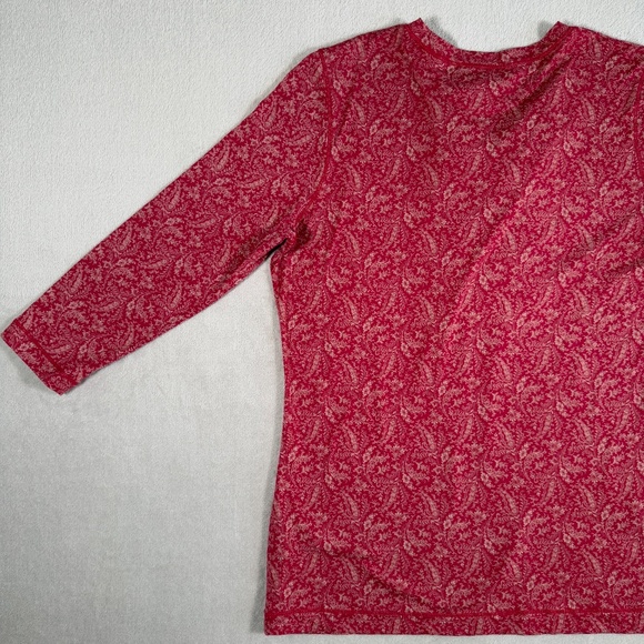 Ralph Lauren Top Womens Medium Red Paisley 3/4 Sleeve Ruffle Lace Up Southwest - Picture 8 of 15